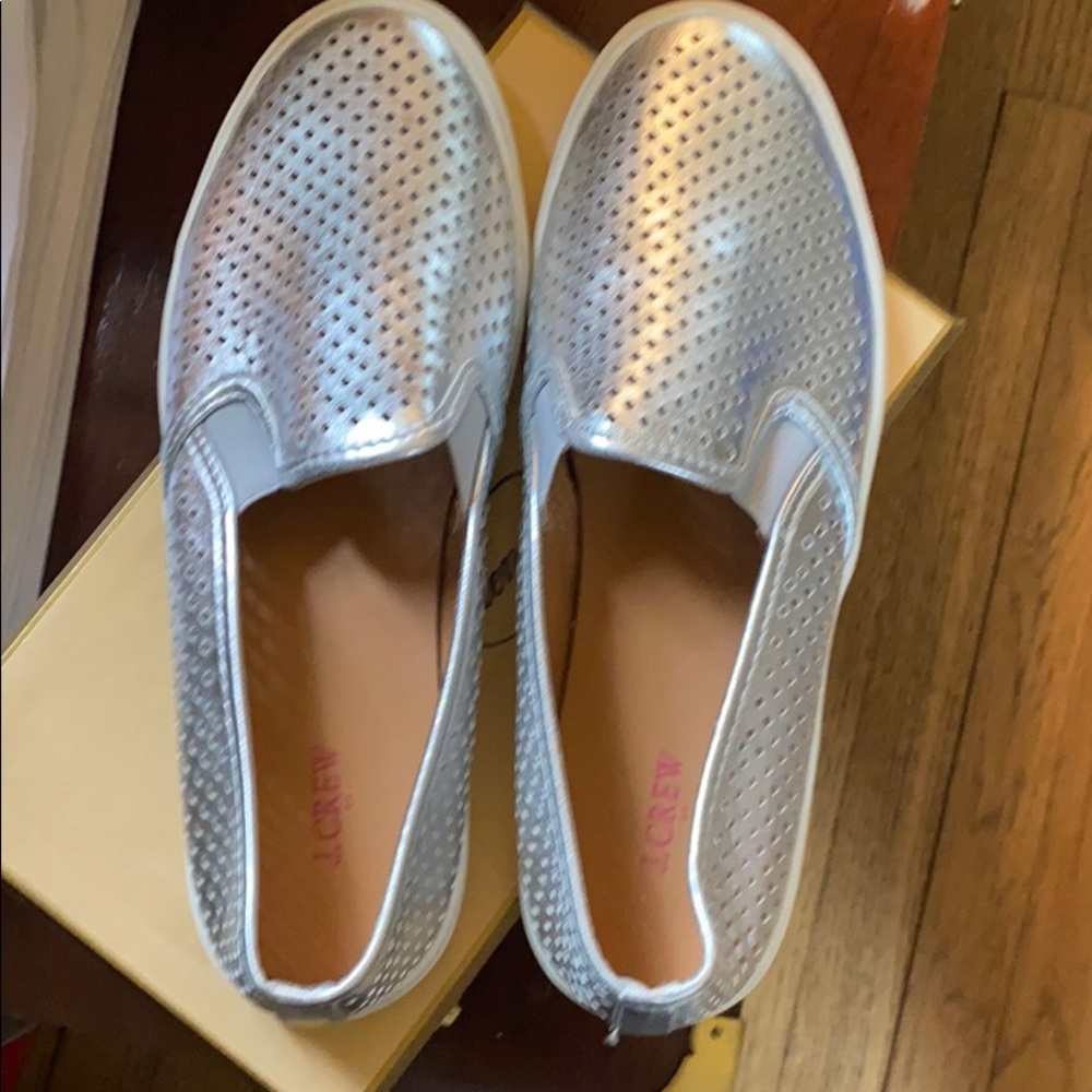 J Crew Silver Sneakers Size 9
